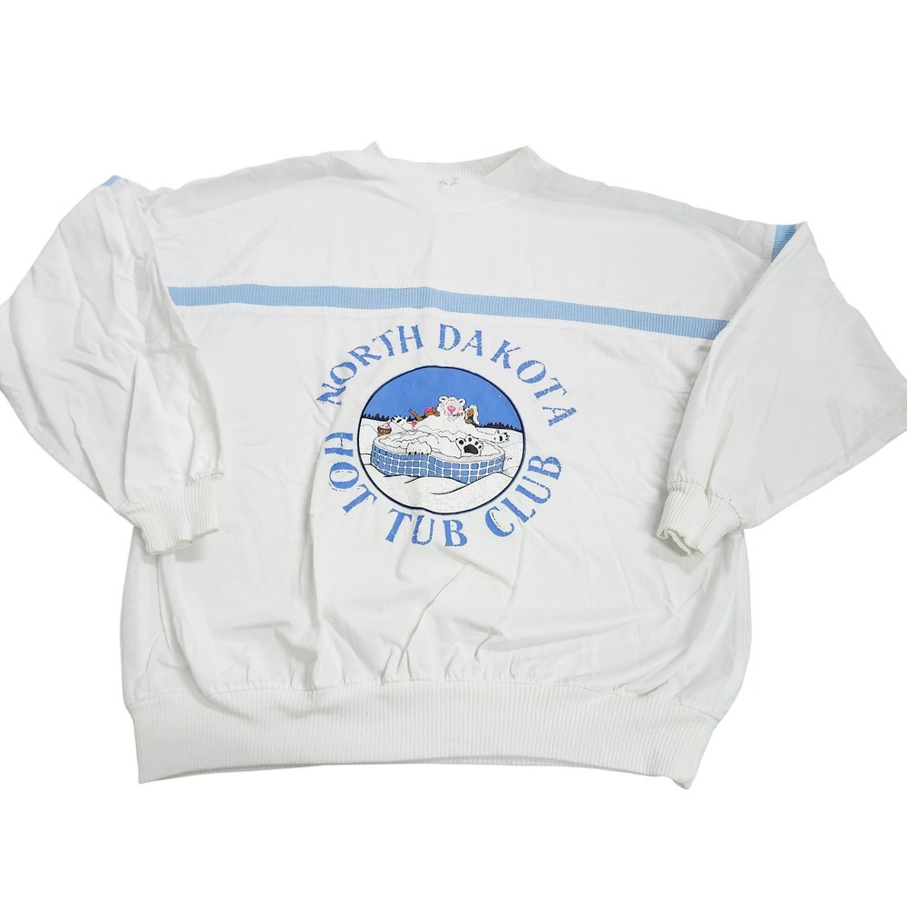 Vintage Pacific Playwear North Dakota Hot Tub Club Sweatshirt White OS USA Made